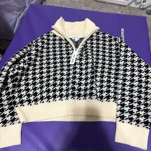 Houndstooth Half-Zip Sweater